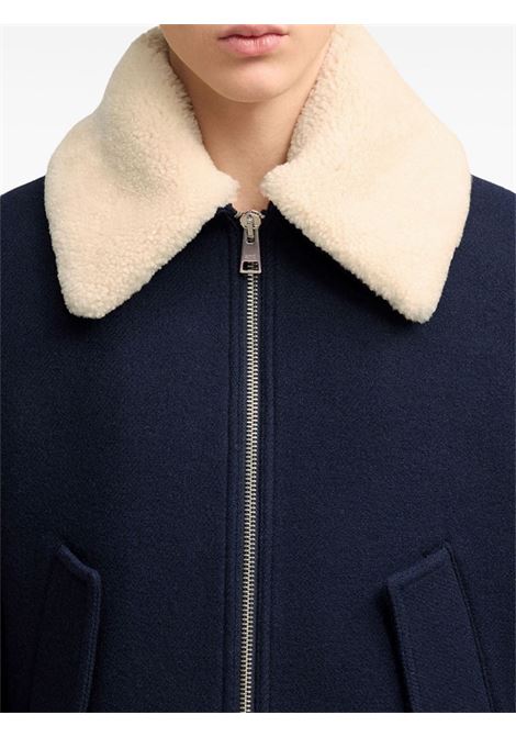 Giacca stile pilota con colletto in shearling in blu Ami Paris - uomo AMI PARIS | HJK060WV00494011